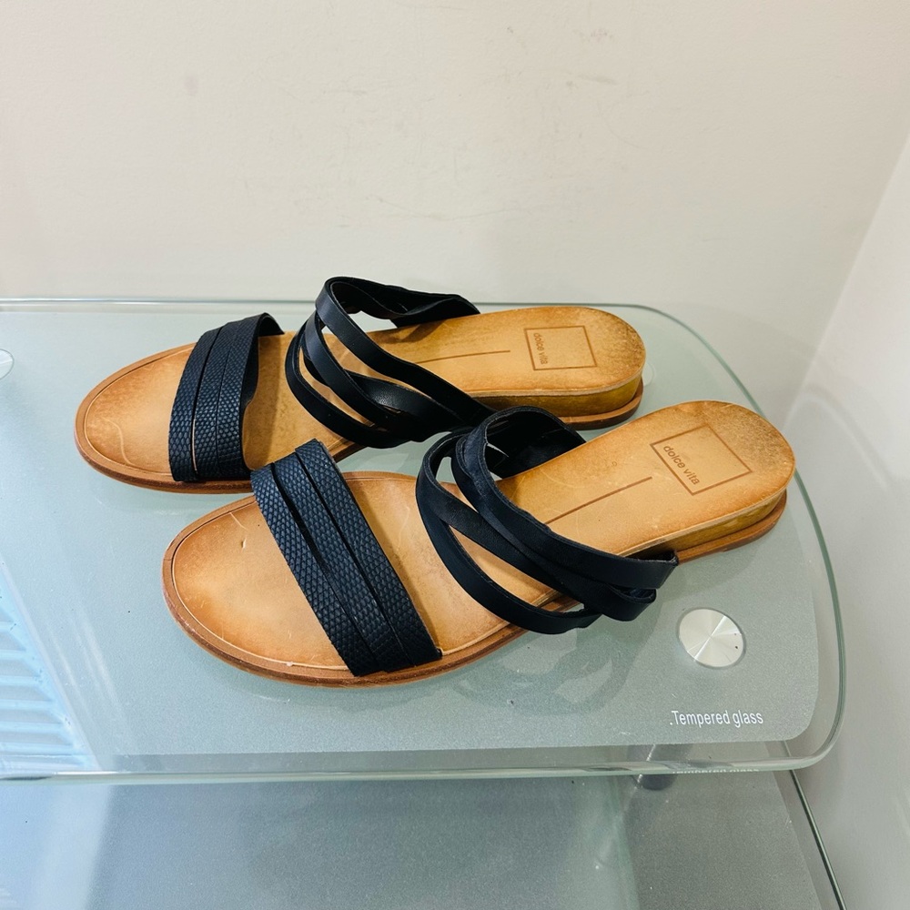 Dolce Vita Sandals Womens 8,5 M Pais Slide Strappy Black Casual Open Toe‎